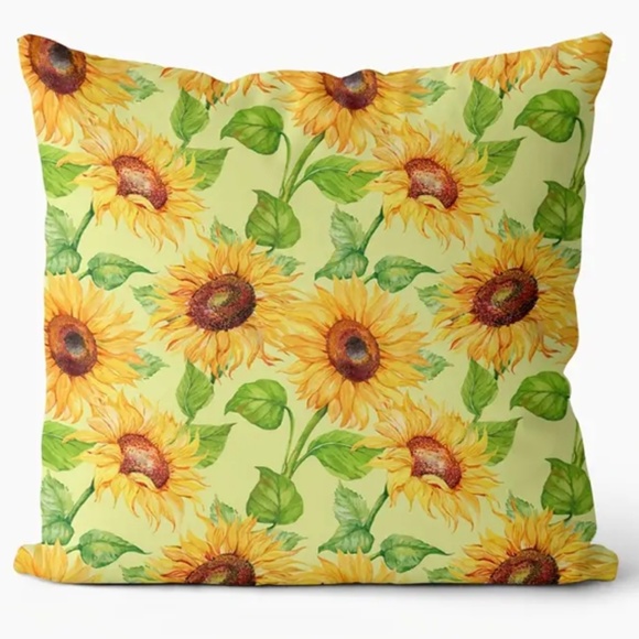 NEW ALL SEASONS SUNFLOWER SOFT YELLOW POLYESTER PILLOW COVER 17.7" HOME DECOR - Picture 1 of 2